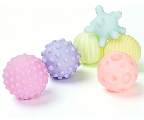 Generic Sensoriska Babybollar Ljusfärgade Texturerade Leksaker för Spädbarn i Tidig Utveckling Mjuk Silikon 12 St 6,5 Cm