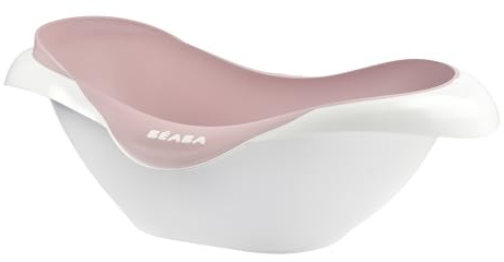 BÉABA, Baignoire pour Bébé, Antidérapante et Confort, Made in France, Matière Souple et Douce, Multifonction, Ergonomique, Bouchon de vidange, Camélé'O, Vieux rose