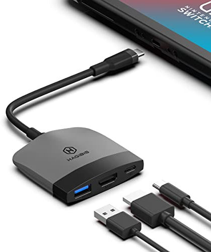 Hagibis Switch Docking Station Typ C mit HDMI USB 3.0 und USB C. Handcontroller-Adapter, kompatibel mit Switch, Mackbook, iPad Pro, Note 9 S9 und mehr
