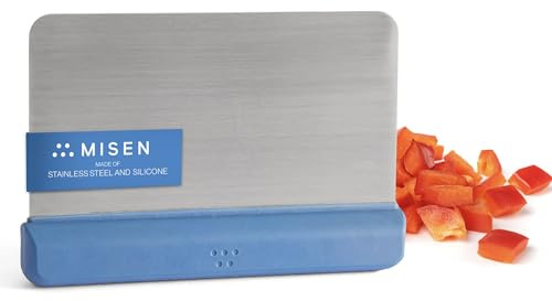 Misen Stainless Steel Bench Scraper - Versatile Food Scraper with Blue Handle - Ideal for Kitchen, Pastry & Dough - Durable Cutting Board Scraper Tool for Effortless Transfer into Pots & Pans - Blue