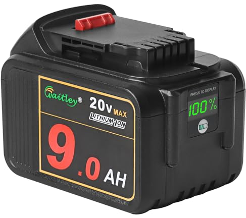 waitley - Lithium Ion Battery 20V Max 9Ah Compatible with DEWALT XR DCB200 DCB204 DCB205 DCB206 DCB209 DCD/DCF/DCG Series Tools with LED Indicator