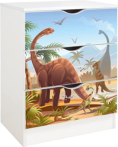 Leomark Byrå med Lådor Roma i Trä 60x42x78 cm, för Barnrum, Jurassic Park