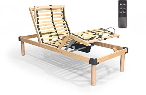 Rete Motorizzata Elettrica a Doghe in Legno Ammortizzate con Telecomando Wireless (80x190)