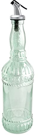 Grant Howard Monza Embossed Glass Oil and Vinegar Cruet with Pourer, 22 oz, Translucent