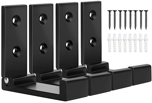 OHIYO Folding Coat Hooks 4pcs Foldable Hook Wall Mounted for Hanging Coat, Jacket, Towel Heavy Duty Wall Hooks Aluminum Alloy Fold up Hooks Headphones Holder Bearing Load 33lb (Black)