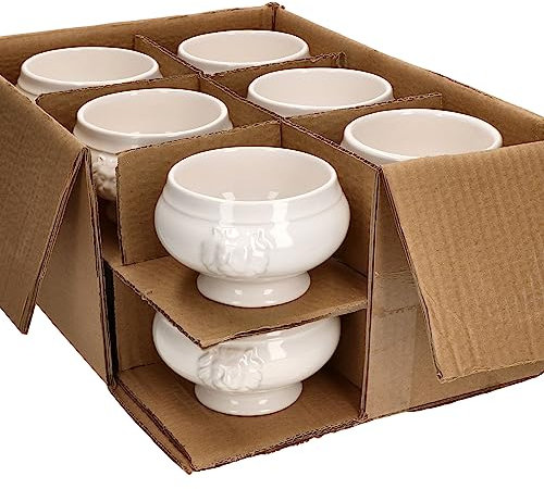 MamboCat 12er Set LEO Löwenkopf-Terrinen I klein - 250ml I Für 12 Personen I Weiße Suppentassen 0,25 Liter I Suppenterrinen mit Löwenköpfen I Suppenschale für Hochzeits-, Erbsen- oder Linsensuppe