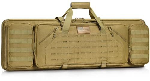 CVLIFE 36 Soft Rifle Case Double Long Gun Bag,with Lockable Zipper and Backpack Strap,Rifle Backpack Rifle Bag Gun Case for Outdoor Hunting Shooting Range, Flat Dark Earth