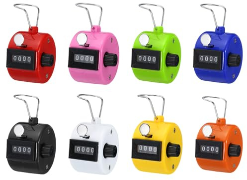 PATIKIL 8 Paquet Clics Compteur Main Tally Compteur 8 Couleur | 4 Chiffre Mécanique Portable, Tour Tangage Compteurs avec Doigt Anneau pour Sport Événement Golf Stade Salle Sport