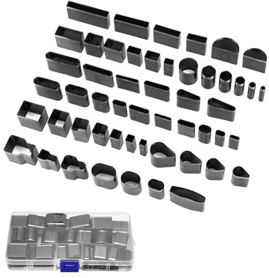 QWORK® 52 piezas juego de punzones de cuero, sacabocados para cuero, para artesanía de cuero, tela, con caja de almacenamiento