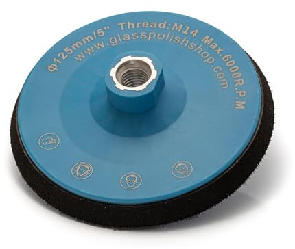 Glass Polish 5 inch (125mm) Professional Polishing and Sanding Backing Pad for Rotary Polisher with M14x2 Thread and Hook and Loop Fastener - GP12622