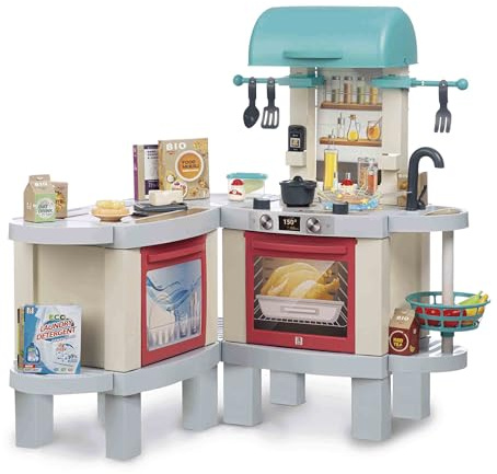 Chicos - Cocina Juguete Kitchen Plus | Cocinita Infantil 2en1| Luces, Sonido y Efecto Real | Transformable en Barbacoa | 31 Accesorios | Niños 3 4 5 años (85114)