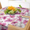 ABAKUHAUS Aquarell Tischläufer & 4 Stück Tischsets, Blühende Orchidee Zweige Frühling Zeit Feng Shui inspirierte Bouquet, Tischdeko-Set, 180 x 40 cm, Hell Orange Fuchsienfarben Kakao