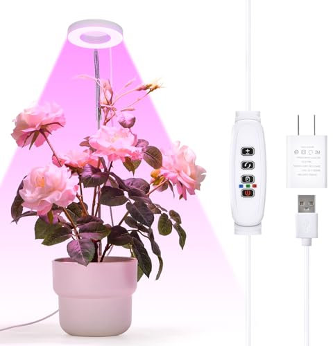 Tom-shine Lampada per piante LED, Lampada di crescita per piante d'interno, Altezza regolabile, lampada per piante LED a spettro completo, 3 modalità di luce, 10 livelli di luminosità, Supporta rotazi