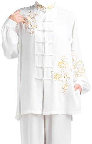 Leeonway Tai-Chi Anzug Damen,Tai-Chi Kleidung Damen,Chinesisch Kleidung Tang Anzug,Atmungsaktiv Und Weich,Locker Und Bequem,FüR Senioren AnfäNger MäNner Frauen