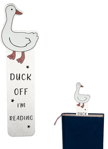 Cute Goose Bookmark, Stainless Steel Funny Goose Pattern Bookmark Practical Women Men Reading Accessories Supplies Suitable for Family Friend Coworker Gift (Reading Style)