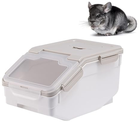 Large Chinchilla Sand Bath Box – Plastic Dust Bath House with Lid, Sand Cup & Scoop, Easy-Clean Bathroom for Chinchillas, Hamsters, Guinea Pigs, Hedgehogs, Squirrels & Small Pets(Off white)