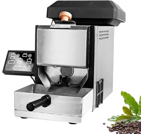 200g elektrisk kafferostare, liten kaffebönsrostare med digital display, temperaturjusterbar, manuell/auto 2-i-1, 3-5 minuters snabb kylning, för kök, barer, studios