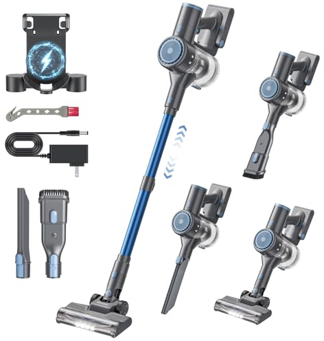 BlueEpic Cordless Vacuum Cleaner, 45KPA 45Mins Rechargeable Vacuum Cordless, Stick Vacuum with 2 Adjustable Modes, Handheld Vacuum for Home/Pet Hair/Carpet/Floor