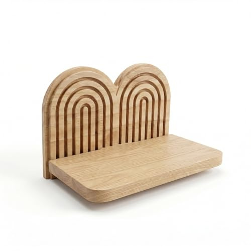 Zimoer Étagère Murale Flottante Bohème, Support Mural Bois pour Plantes, Bougeoir pour Bougie Pilier, Décoration Murale Bohème pour Chambre, Salon, Entrée, Bureau (Double)