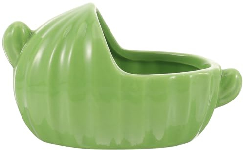 Healeved Baignoire en Céramique Verte Réutilisable pour Hamster et Petits Animaux, Accessoire Sain et Compact pour Bain de Sable en Cage à Chinchilla