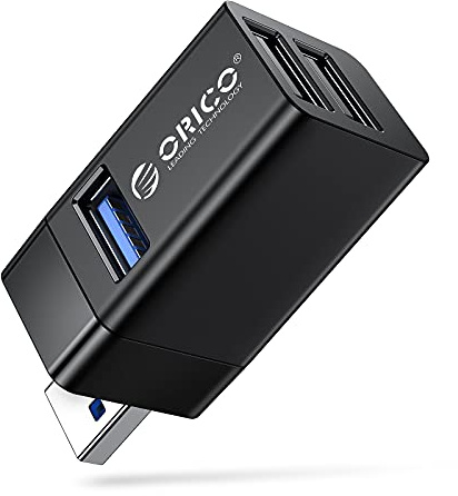 USB Hub 3 Port ORICO Mini Portable High Speed USB Spliter Adapter Mit 1 USB3.0 und 2 USB2.0 (Schwarz)