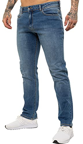 KZ127 Mens Straight Leg Stretch Jeans Basic Work Denim Pants Big Tall All Waists MSW 30W / 30L