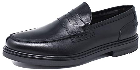 Mocassini Uomo Class Vera Pelle Vitello Calzature Scarpe Eleganti Blu Nero (Nero, Numeric_41)