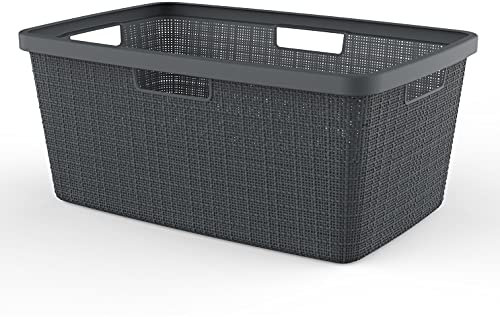 Curver Wäschekorb, Jute, 70% recycelt, rechteckig, 46 l, Grau