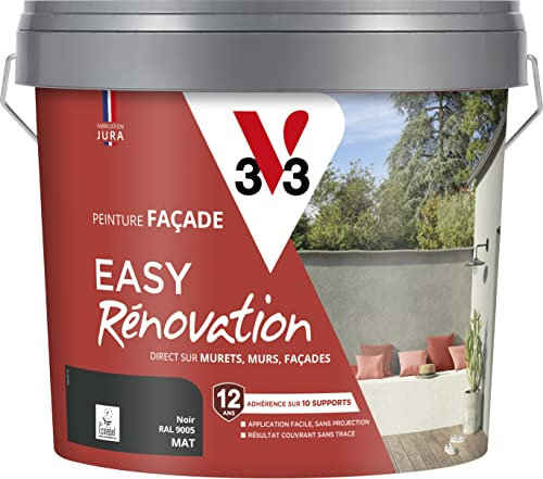 V33 Peinture pour façade - Easy Rénovation - Noir RAL 9005 10L