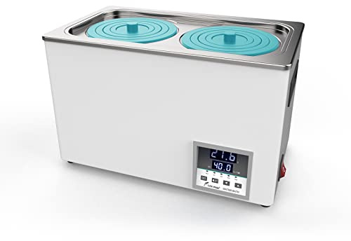 LAB FISH Digitalt laboratorium vattenbad 6 L, 600 W – dubbel öppning, rostfritt stål – exakt termostat ± 0,1 °C – timer 0–99 min – LED-display