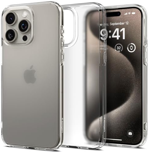 Spigen für iPhone 15 Pro Max Ultra Hybrid Hülle [Anti-Yellowing] Case Handyhülle Schutzhülle Cover Transparent Durchsichtig Dünn Slim -Frost Clear