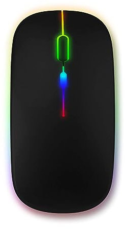 Esellertree Wireless Bluetooth Mouse, LED Slim Dual Mode (Bluetooth 5.1 + USB) 2.4GHz Rechargeable Silent Bluetooth Wireless Gaming Mouse for Laptop/MacBook/iPad OS 13 and Above (Black). (DLM-13)