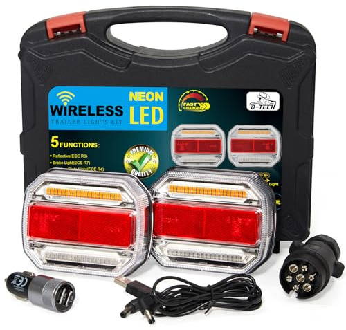 D-tech uppladdningsbar LED bakljus trådlös magnet personbil släpvagn bakljus batteri bil lastbil bakljus trådlös led bakljus släpvagn 12 V 24 V, vattentät trådlös släpvagn-belysning LED-set