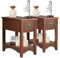 LIFEZEAL Set di 2 Comodini Stretti con 1 Cassetto, Comò a 2 Ripiani, Mobiletto Camera da Letto, Moderno, Tavolino Basso Laterale da Divano, Gambe in Legno Massello, Soggiorno, 56x33x58,5cm, Ciliegio