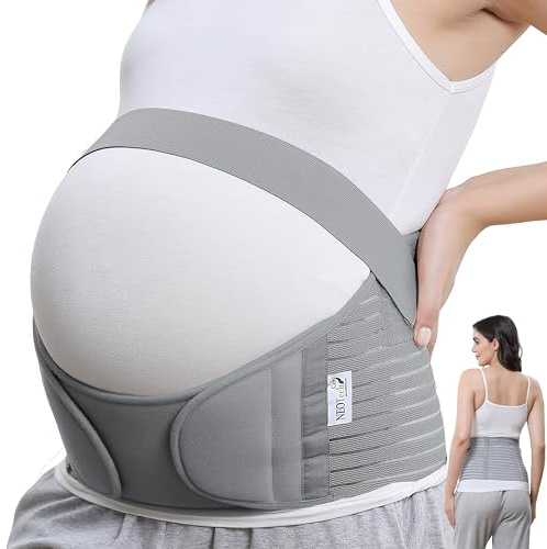 NEOtech Care - Fascia per maternità - Supporto per la gravidanza - Cintura vita/schiena/addome (Grigio, M)