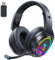 Krysenix PG4 LED Wireless Gaming Headset for PS4, PS5, PC - 2.4GHz 7.1 Surround Sound, Bluetooth Gaming Headphone with AI Detachable Noise Canceling Mic, 48-Hr Battery for Switch, Laptop, Mac (Black)