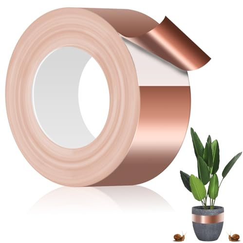 Kupferband Gegen Schnecken, 50mm X 30M Kupferfolienband, Electrical Tape EMI Abschirmung, Kupferband Selbstklebend, Schneckenschutz Hochbeet, Copper tape für Garten Schneckenabwehr