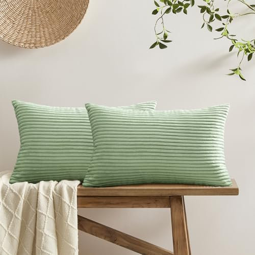 Softalker Kissenbezüge 30x50 grün flauschig 2 Stücke Kissenhüllen Sofakissenbezüge Nackenkissen Dekokissen Couchkissen Pillow Cover Frühling Deko für Sofa Wohnzimmer Schlafzimmer Bett