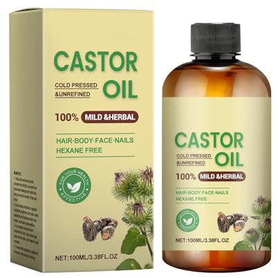 RizinusöL, HaaröL, Castor Oil, RizinusöL Kaltgepresst Bio, HaaröL Wachstum, Organic Castor Oil For Hair Growth, NatüRlich Rizinus öL FüR KöRper, Haare, NäGel, Wimpern, Augenbrauen - 100ml