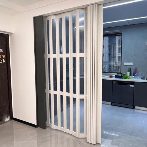 Falttüren Innentüren PVC-Falttüren mit Klarem Acryl, Innenfalttür für Türöffnungen in Küche, Bad und Waschküche, Schiebe-Falttür, Temporäre Tür, Austauschbar(36x80in (91.5x203cm))