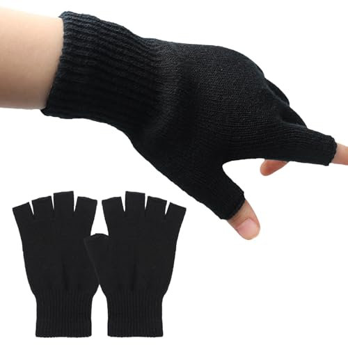 ZJCANGLIU Fingerlose Handschuhe für Herren und Damen - Handschuhe Ohne Fingerkuppen