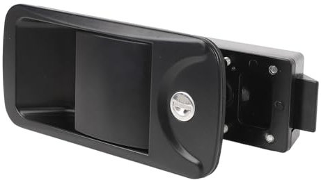 RV Door Lock Latch, Black Zinc Alloy, Anti Theft Key Lock for Travel Trailer Horse Cargo Hauler with Lift Handle, Ergonomic Design, 2 Keys, Fits RVs, Yachts