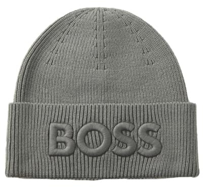 Boss Bonnet Afox R pour Homme en Laine mélangée avec Logo brodé, Argent (Silver), Taille Unique