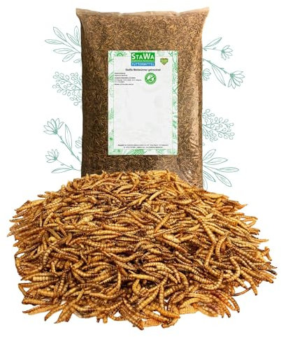 StaWa Mehlwürmer getrocknet – Premium Insekten-Snack für Vögel, Igel, Fische, Schildkröten & Reptilien | 100% Natur, Proteinreich, Schonend getrocknet | Ohne Zusätze, 1 kg