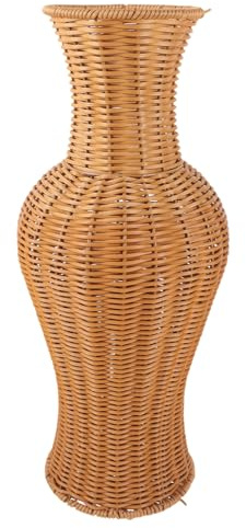 BATHVEVE Jarrón Alto Suelo de Ratán de Plástico, Sencillo y Elegante, para Flores Secas y Decoración del Hogar, Adecuado para Casa u Oficina