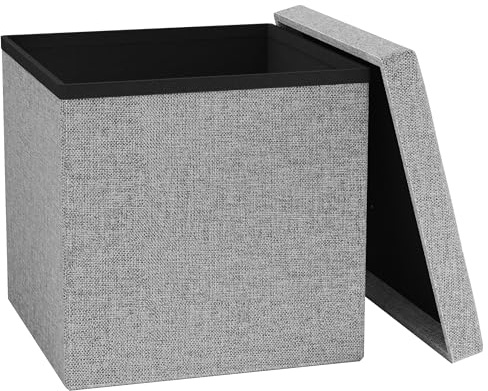 VCM Stoff Sitztruhe, Maße ca. H. 38 x B. 38 x T. 38 cm, Kiste für flexiblen Einsatz in Allen Wohnräumen, Aufbewahrungsbox, Sitzhocker - Boxas