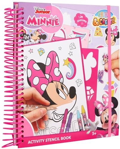 Disney Minnie Mouse Activity & Colouring Book - Creative Set with Stickers, Stencils, Crayons and Colouring Pages - Fun Craft Kit for Kids Aged 3+ - Ideal for Travel and Home (MM24356)