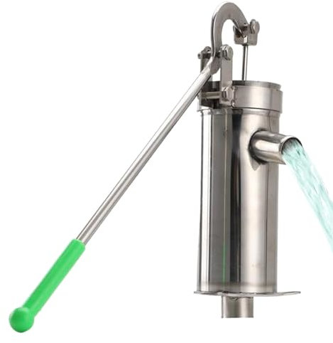 Bueno, bomba manual, bomba de pozo de mano - Bomba de jarra de agua manual - Fuente de refuerzo para la familia de estanques de césped, dispositivo de succión de agua de pozo de acero inoxidable de ac
