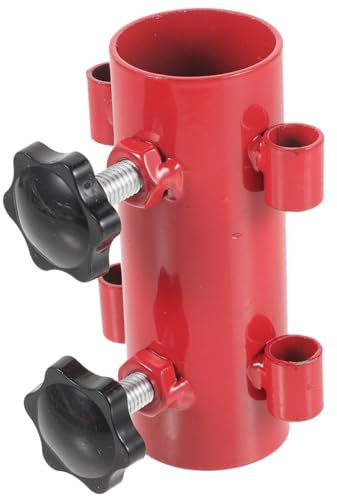 BESTonZON Fijador De Poste De Toldo Soporte para Suelo De Sombrilla Apoyo Pinza para Paraguas Al Aire Libre Base para Sombrilla De Playa Cámping Pabellón Polos Titanio Vara Bases Acero Rojo