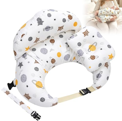NICEWAT Removable Nursing Pillows Breastfeeding for Baby, Newborn, Parents | Multifunctional Feeding Pillow,100% Cotton Cover, Safety Fence, Master Proper Feeding Posture,Adjustable Waist Strap,Washable